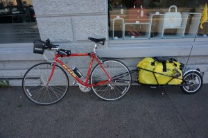 Bici da corsa con trailer BOB Yak